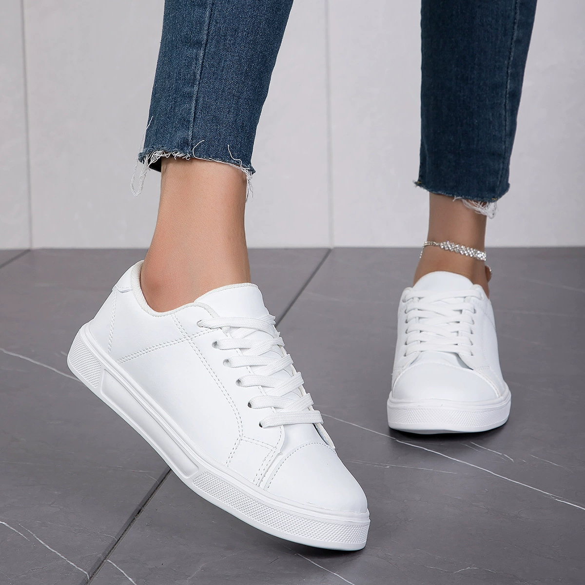 Трансграничные большие размеры маленькие белые туфли для мужчин и женщин