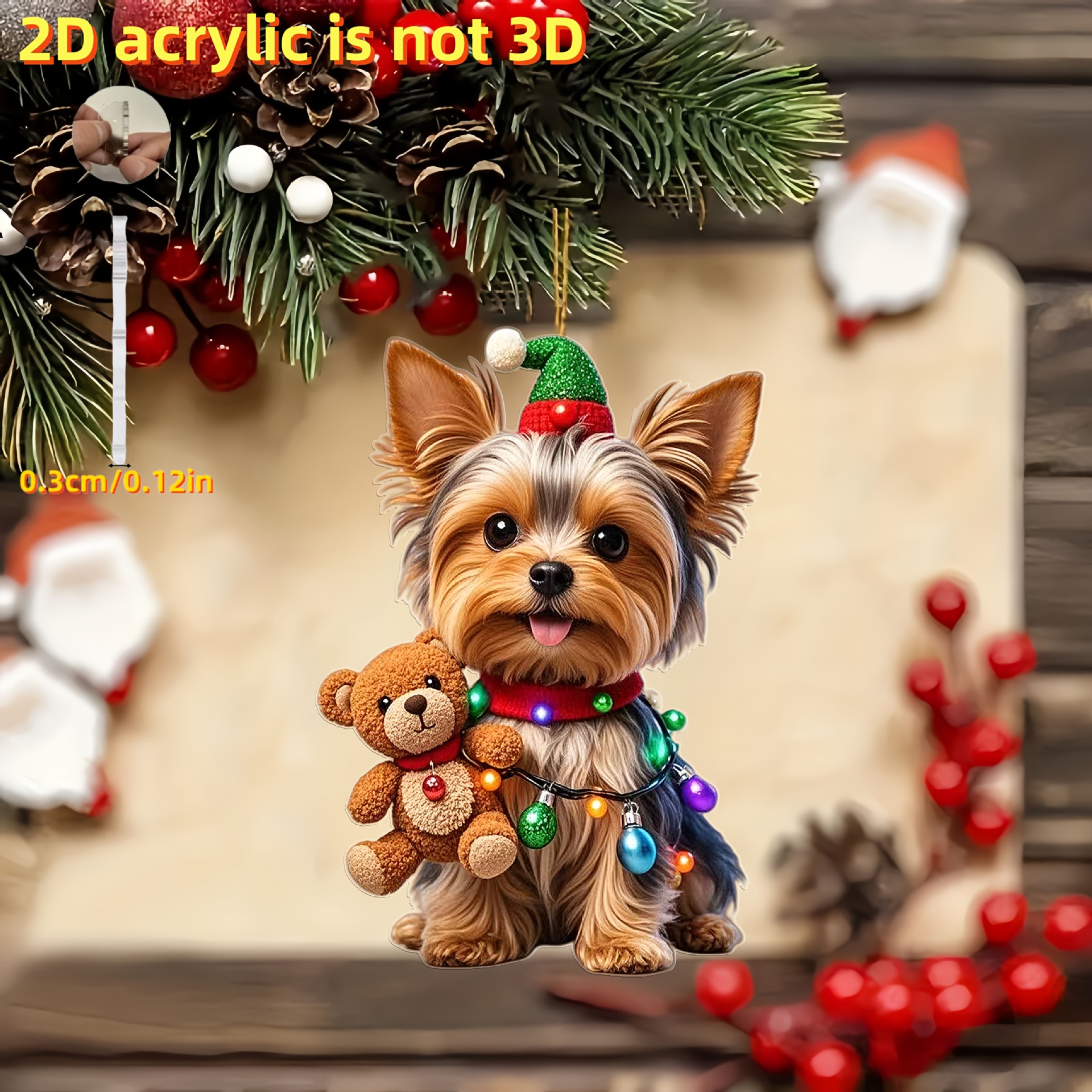 Colgantes transfronterizos nuevos perros de Navidad pequeños animales colgantes 2D acrílico colgantes de decoración espejo retrovisor