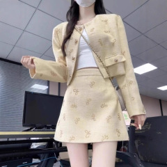 秋季miu系富家千金感法式气质小香名媛风外套女小个子短裙两件套