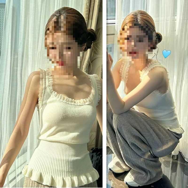 Чжао Луси с белой лесистой французской кудрявой талией вязаный жилет женский нежный ветер в топе