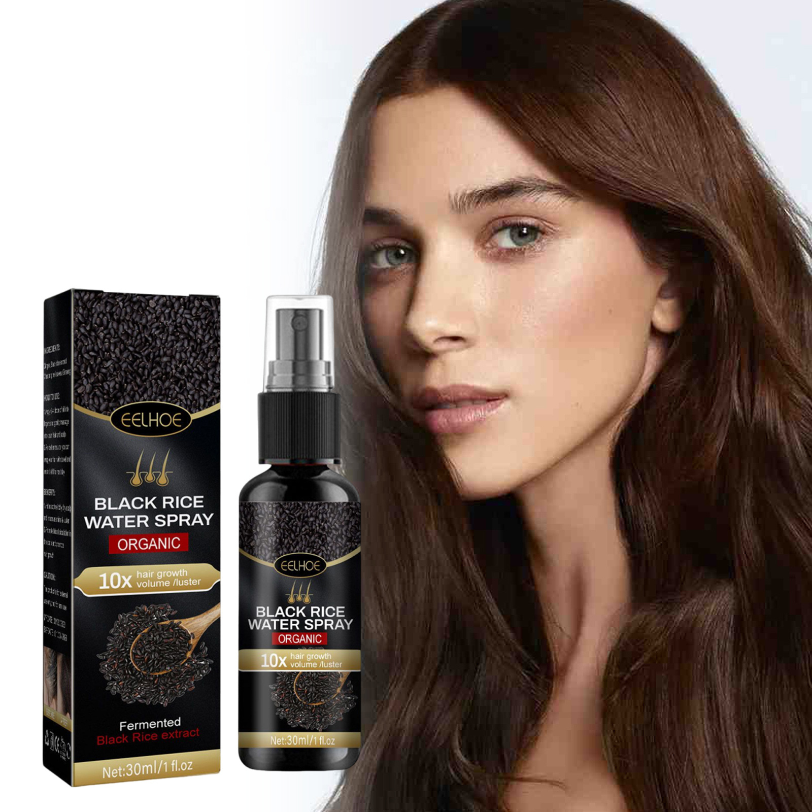 Eelhoe Black Rice Hair Spray Gentle Moisturizing Care Smooth Hair Daily Massage Hair Care Spray