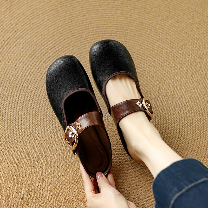 Женские тапочки Birkenstock для весны и лета 2025 года новые полуподдерживающие туфли с толстой подошвой, обувь с носком и открытым носком, французские сандалии