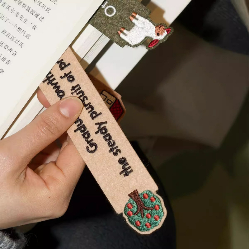 手绘小动物毛毡刺绣书签不织布高颜值小众设计创意文创礼物送批发|undefined