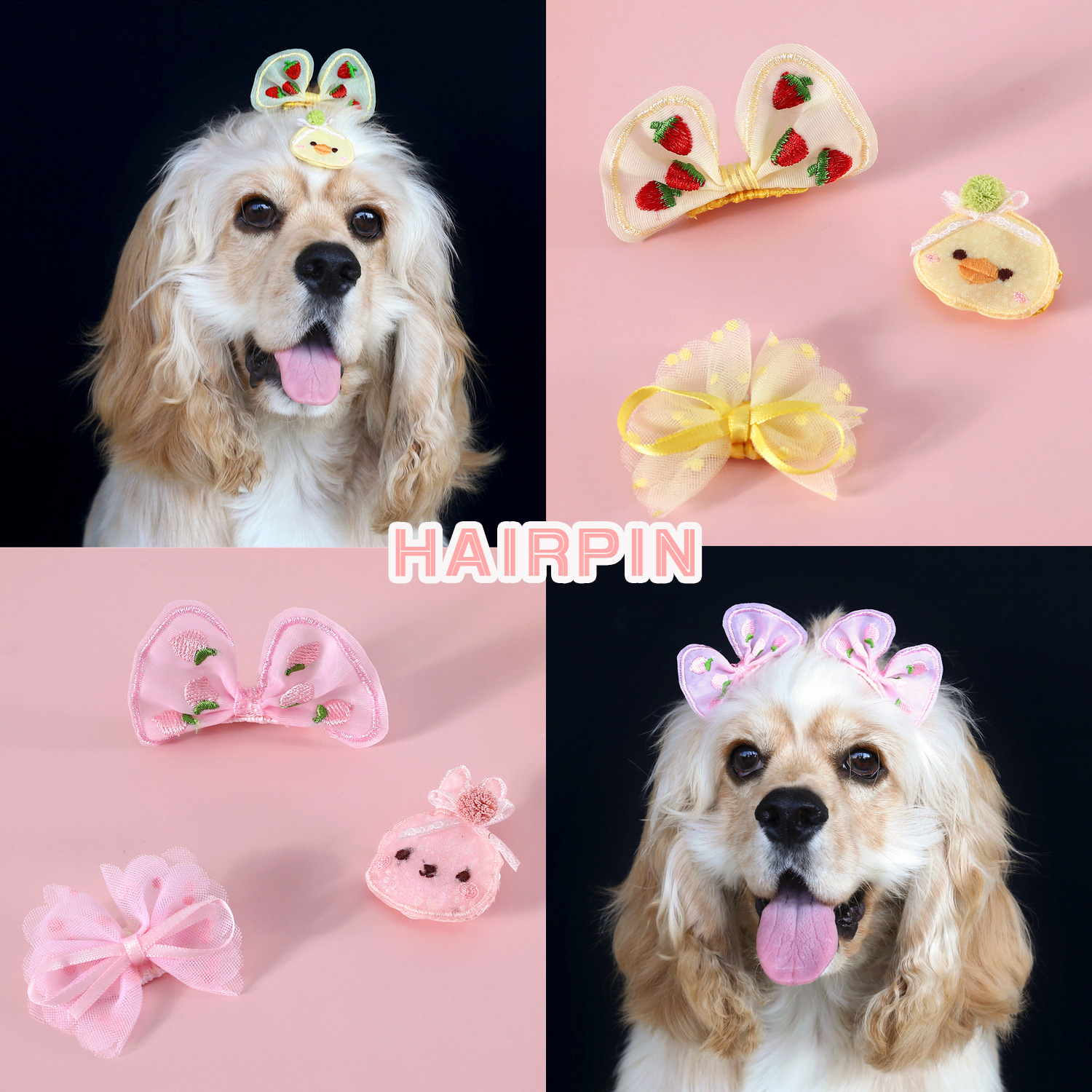 Horquilla para mascotas Marzis gato de pelo largo perro clip de pelo roto lindo sombrero de paja arco conejo pato tocado traje image 1