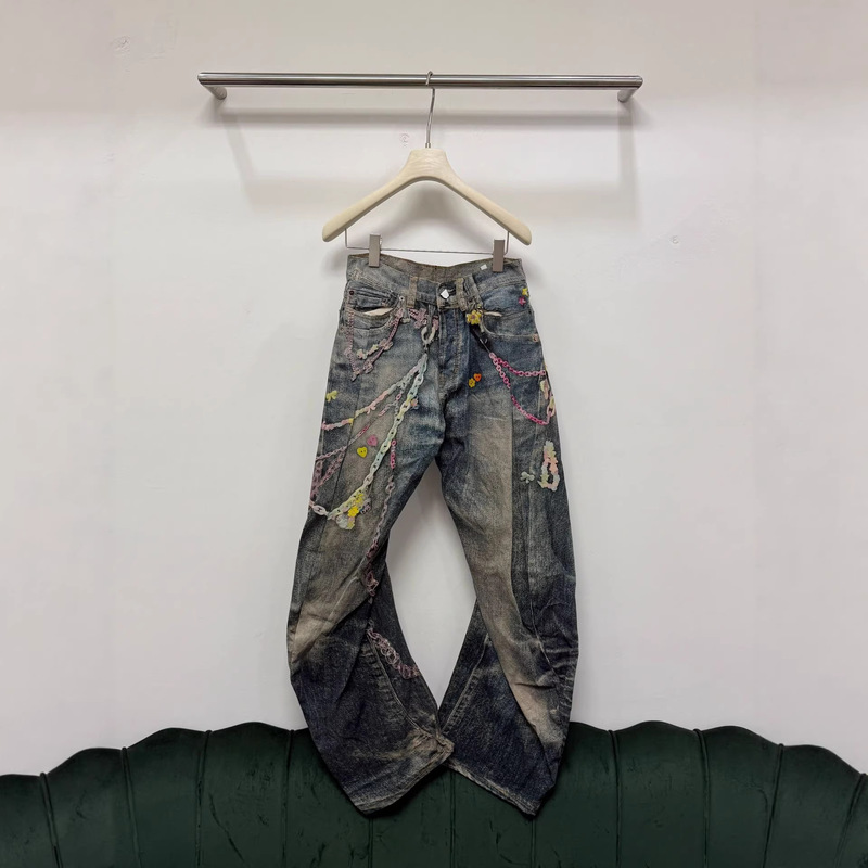 Ac Scimitar-Style Candy Chain 3D Printed Loose-Fitting Jeans, Unisex