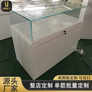 钢化玻璃展柜工厂定制白色烤漆中岛玻璃柜产品带灯电子产品展示柜