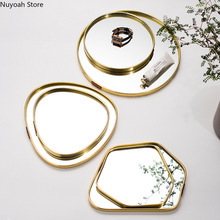 Nordic Light Luxury Golden Mirror Tray Home Decoration跨境专