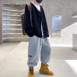 男童开衫毛衣春秋2023新款儿童秋装时髦线衣男孩秋天针织衫外套潮