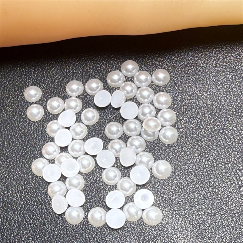 DIY美甲手机壳珍珠贴片ABS平底半面圆形 仿珍珠饰品配件材料批发