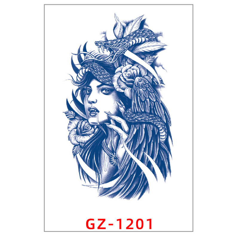 Hot-Selling Popular Plant Juice Tattoo Stickers Indian Feather Skull Temporary Long-Lasting Waterproof Tattoo Stickers for Men and Women