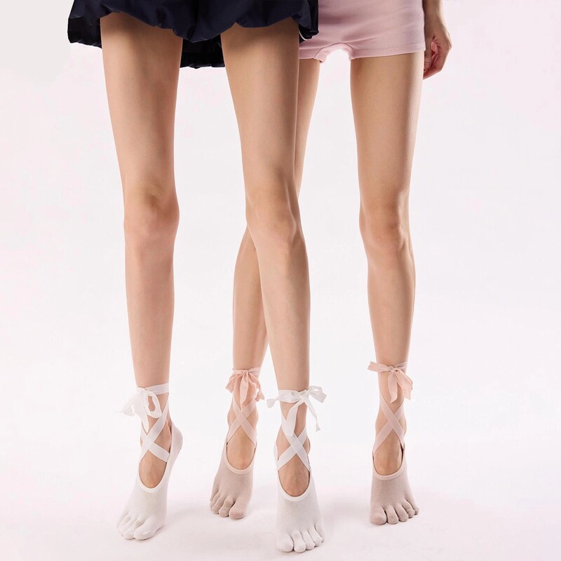 Strappy ballet-style summer thin bow yoga socks, five-toe socks, split-toe sports Pilates socks Strappy ballet-style summer thin bow yoga socks, five-toe socks, split-toe sports Pilates socks