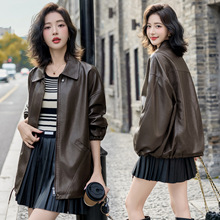 专柜绵羊皮皮衣女2025新款时尚翻领中长款皮外套女士百搭气质风衣