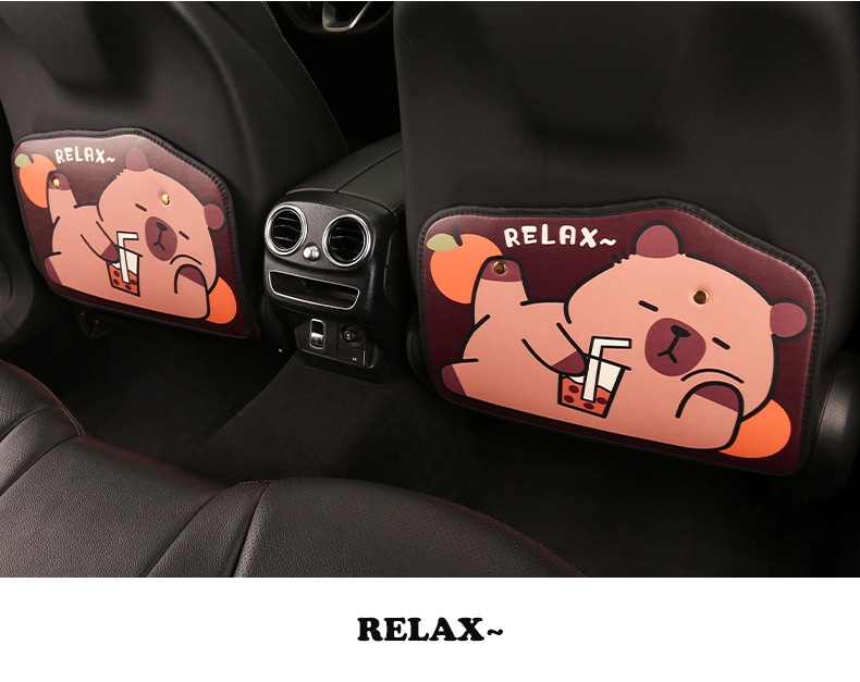 Women's cute cartoon car seat back anti-kick cushion car seat back anti-fouling cushion short back pocket suspension type