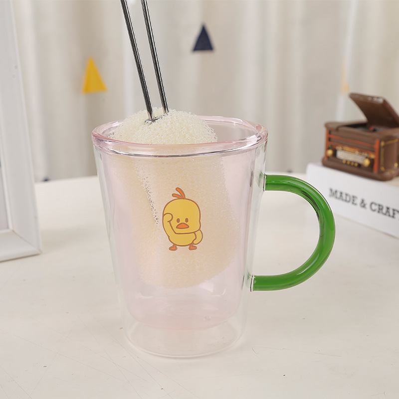 欧开厂家批发长柄过滤网杯刷厨房清洁刷锅刷杯日用品创意海绵杯刷