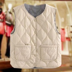 新しい羽毛の綿のベストの女性の肩のベストのファッション的な保温の上着のコートは厚いです。