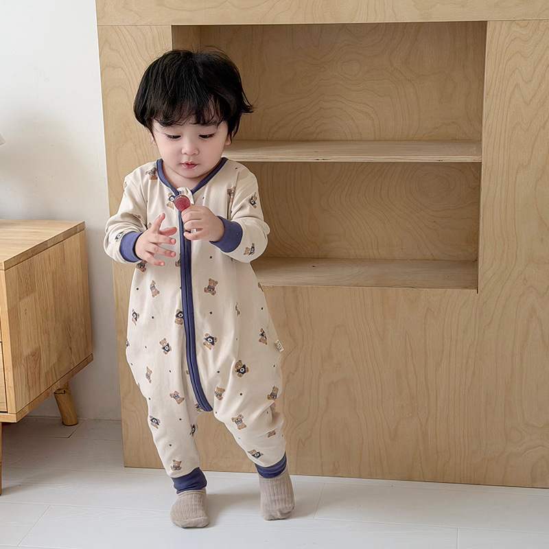 네이비 블루 곰돌이 - 기모 수면 조끼 / 80 야드 (권장 높이 75 ~ 85cm)