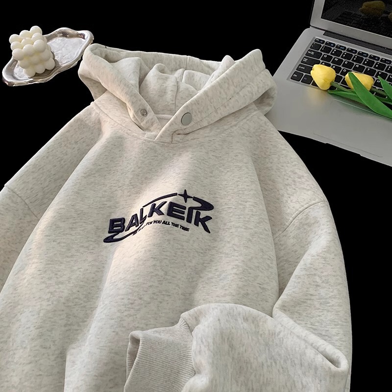 American Hooded Sweatshirt Men's Winter Youth High-end Sense Fleece Jacket hiphop Casual Top Trendy