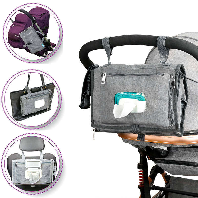 Almohadilla de cambio de pañal para bebé Mesa de pañal impermeable plegable Bolsa de almohadilla de pañal colgante de cochecito de cambio de pañal portátil