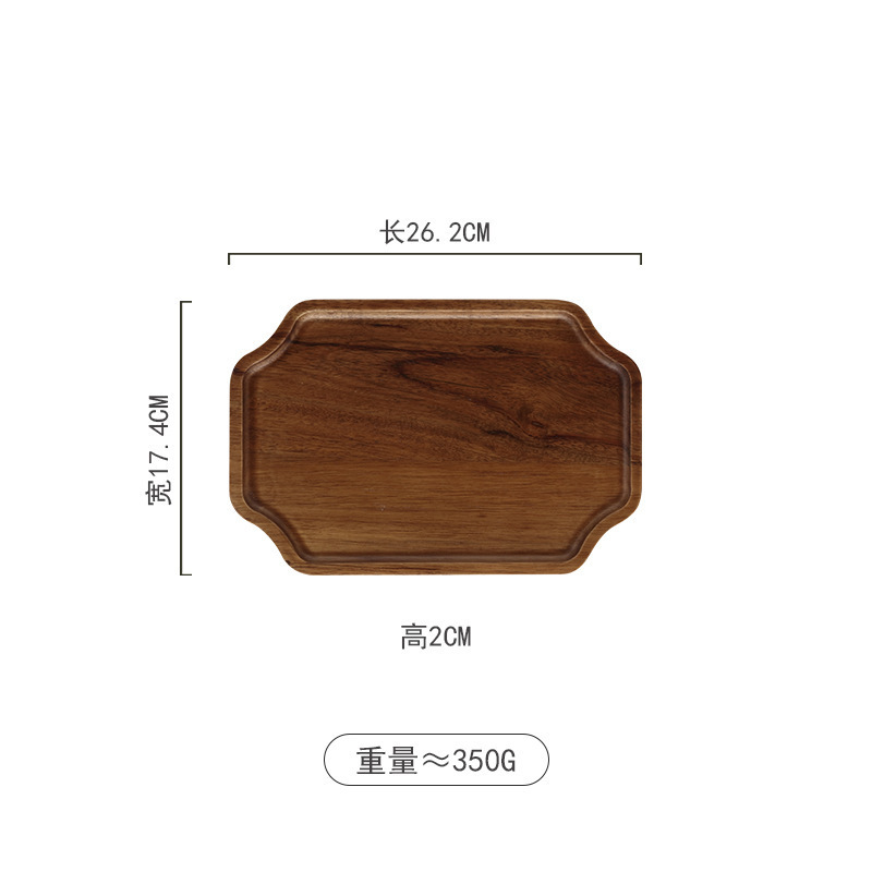 日本式アカシアの木のトレーの家庭用六角の食事の皿の実木の皿の八角のケーキのデザートの朝食の皿のお茶の皿|undefined