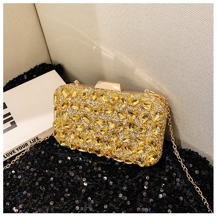 Nuevo transfronterizo lleno de diamantes brillante bolsa de cena de damas con diamantes ligero de lujo bolsa de mano de fiesta de boda alta sensación bolsa de cena