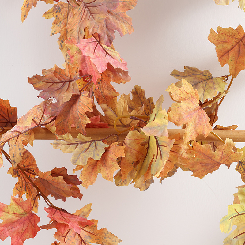 Artificial Maple Leaf Vines Hot-Selling Autumn Decoration Silk-Printed Air Conditioner Wall-Mounted Decorative Vines Wholesale