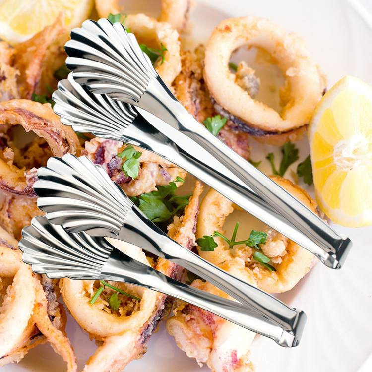 Stainless steel food clip 9 inch 12 inch creative multi-purpose salad bread dessert clam clip barbecue cake food clip