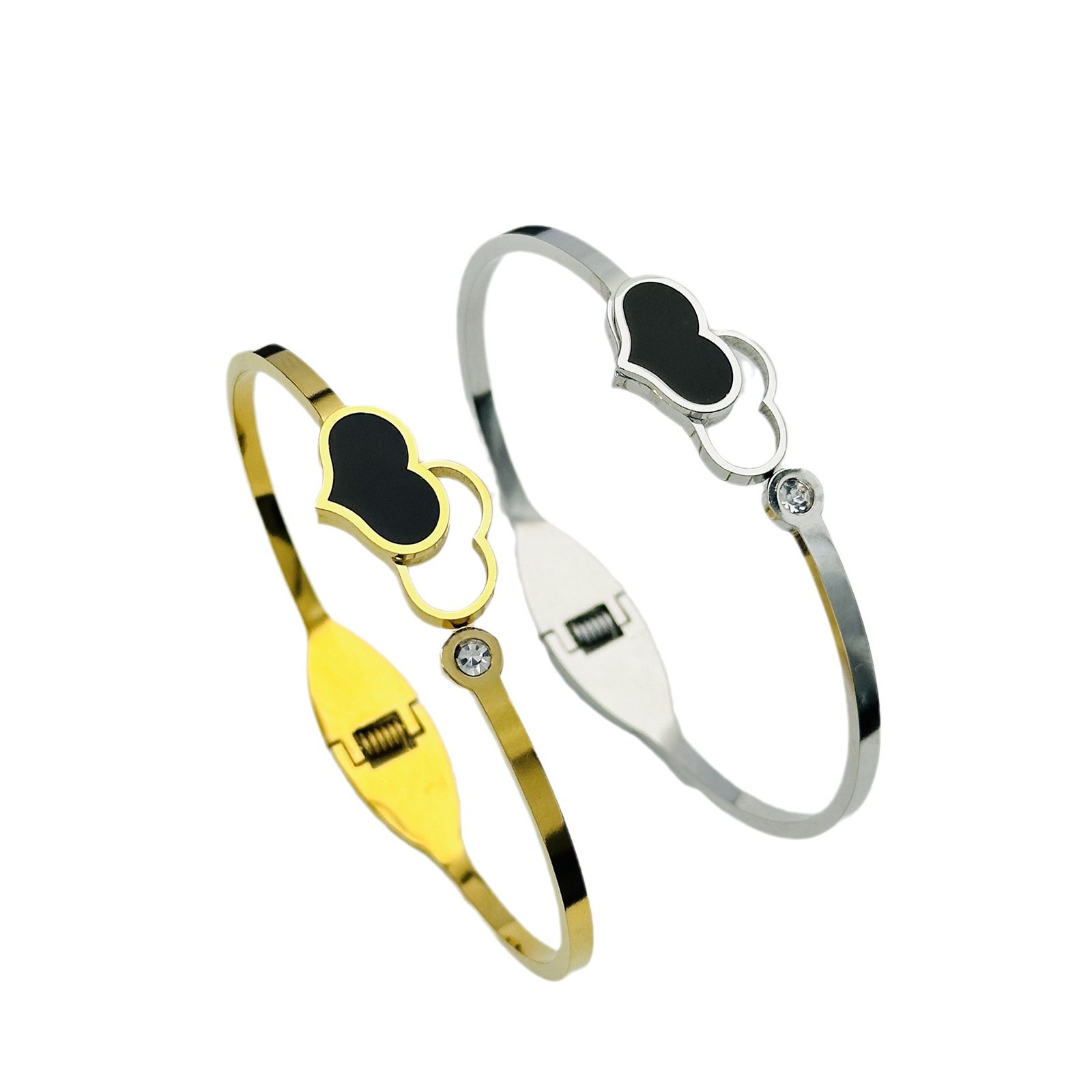 Brazalete de acero de titanio de amor negro no se desvanece en la personalidad dorada del viento frío nicho de diseño de pulsera de moda de alto nivel coreano