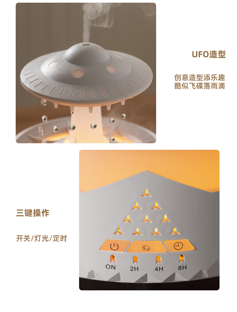 创意七彩灯光雨滴香薰机桌面办公室香薰云朵下云雨加湿器跨境详情14