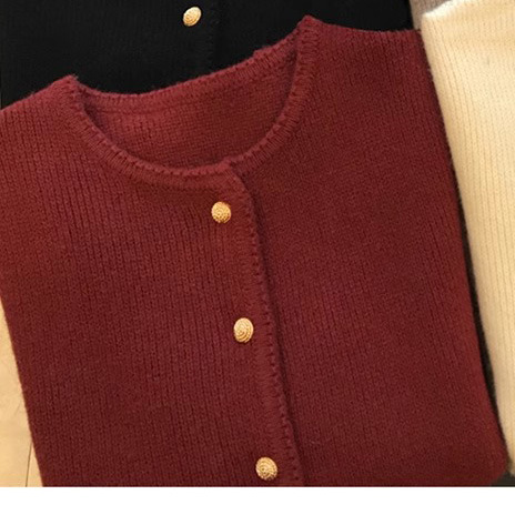 2024新型ニットカーディガン女性秋の柔らかい丸首長袖ファッション純色の短い香りのセーターコート