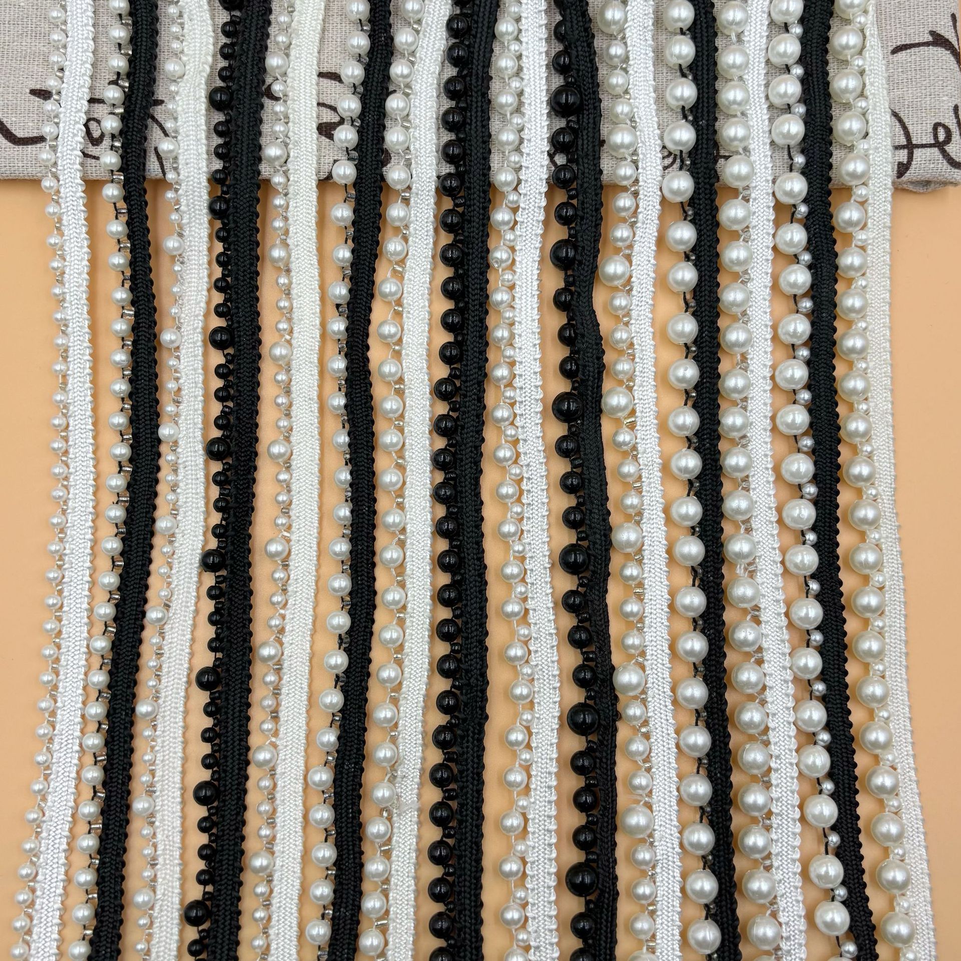 스팟 핸드메이드 비즈 레이스, 진주 레이스, 한복 칼라, 가방 장식 바코드, DIY 액세서리