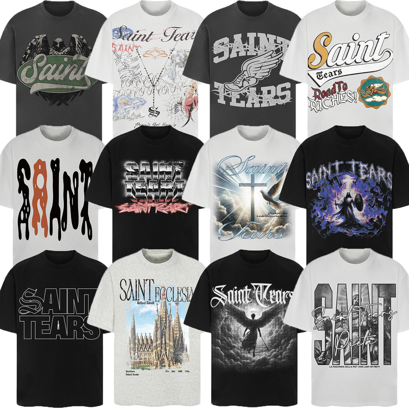 Saint Michael Vintage American Trendy Heavy Loose Couple Short-Sleeved Summer T-Shirt for Men and Women