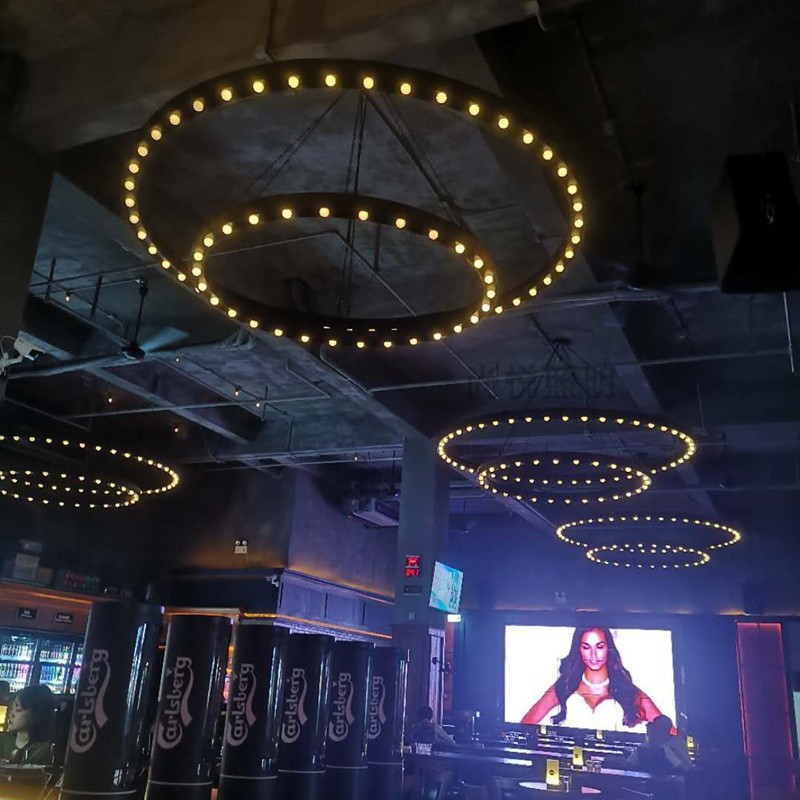 Viento industrial música bar lámpara de restaurante candela loft círculo circular creativo círculo de ingeniería de luces personales