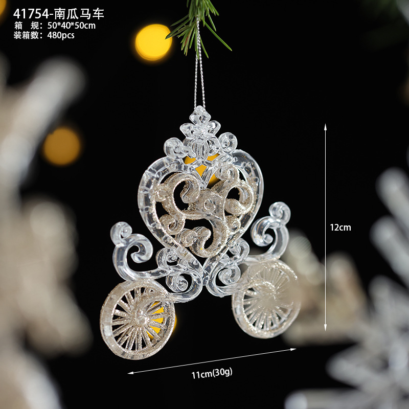 Buscando madera transfronteriza Navidad polvo brillante decoración acrílico colgante sin polvo de hielo creativo carrossel ventana colgante