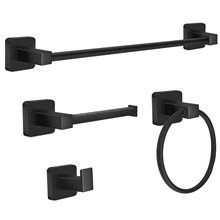 跨境不锈钢四方厕纸架浴室黑色毛巾架卫生间毛巾杆挂件套装四件套