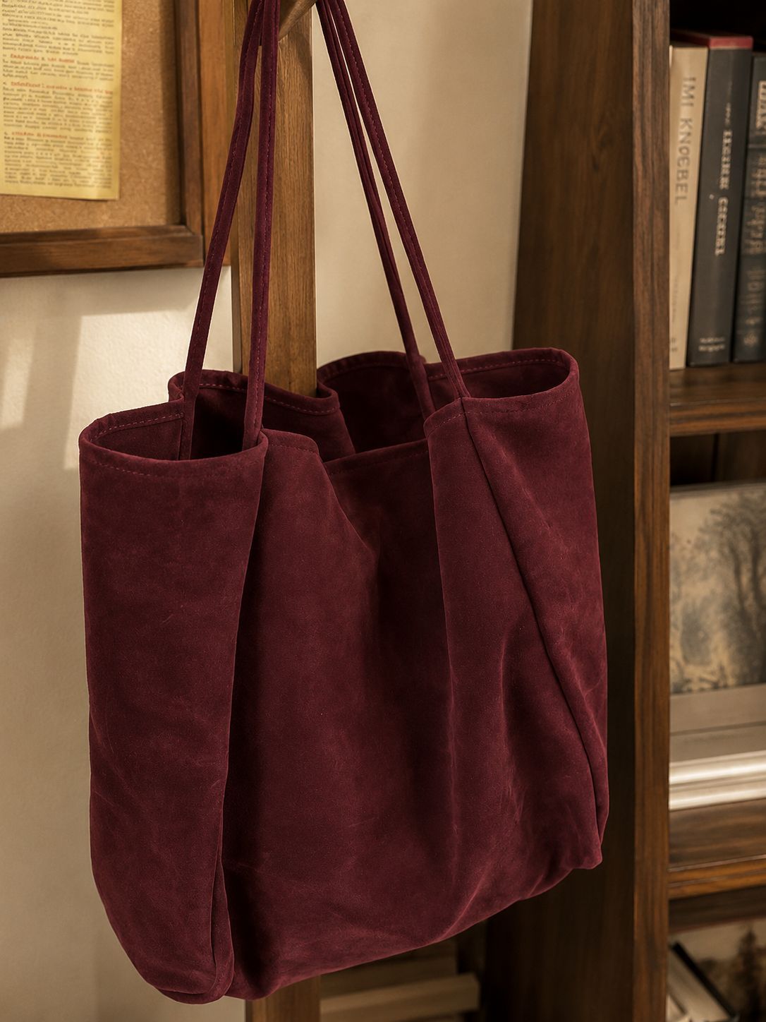 Großvolumige Schultasche aus Veloursleder in Herbst-Winter-Kollektion, Lazy-Style-Design, vielseitig kombinierbar, Handtasche mit großem Fassungsvermögen für Studentinnen und zum Einkaufen
