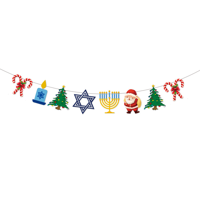 国境を越えたクリスマス装飾光明節パーティークリスマス旗merry chrismukkah新年バナー|undefined