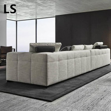 意式輕奢簡約現代大戶型客廳組合直排休閑設計師樣板間布藝沙發