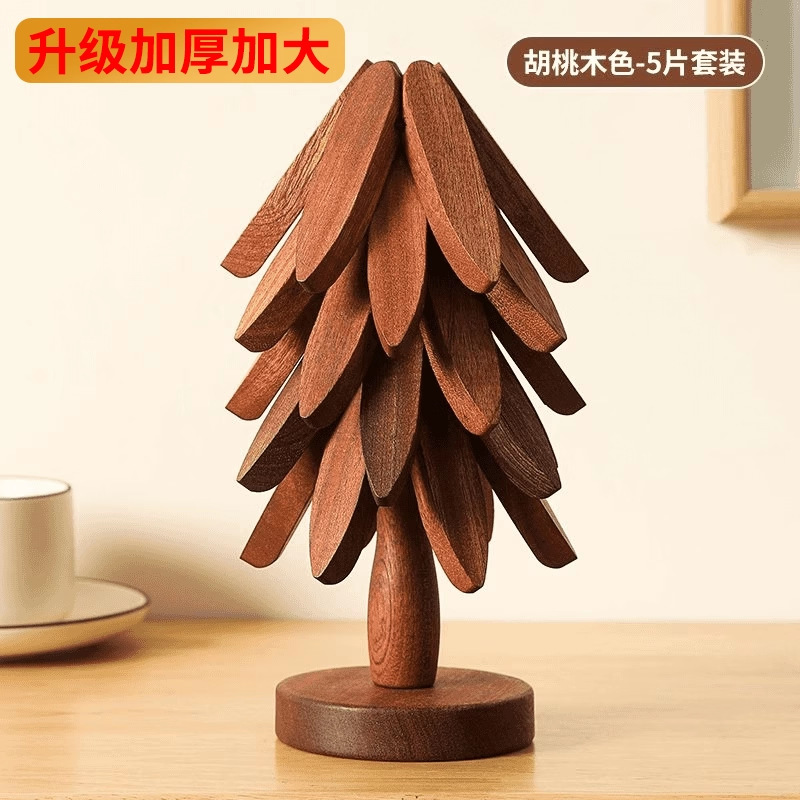 隔热垫餐桌摆件实木一棵树高颜值隔热垫小树隔热垫创意折叠餐盘树|undefined
