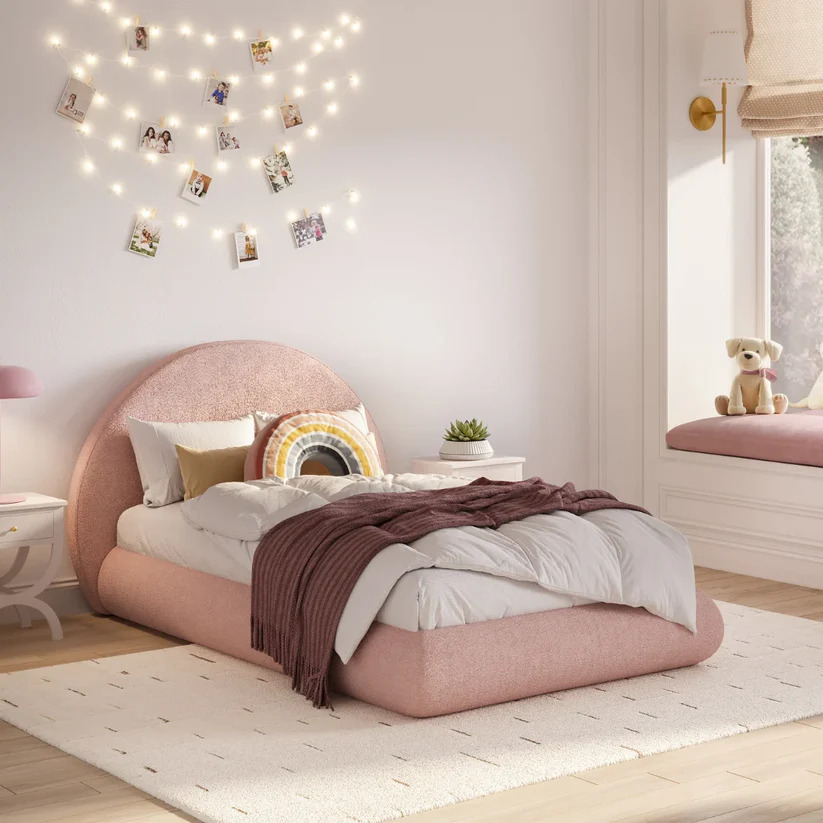 Simple Design Semi-Circular Bed Frame High Resilience Sponge Soft Bed Frame Bedroom Children's Cute Style Bed Frame Factory Direct Supply