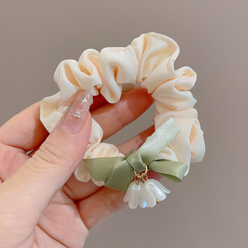 Ballet estilo encaje intestino grueso lazo para el cabello de alto valor con cola de caballo cuerda para el cabello flor para la cabeza niña de verano bola cabeza cuerda para el cabello accesorios para el cabello