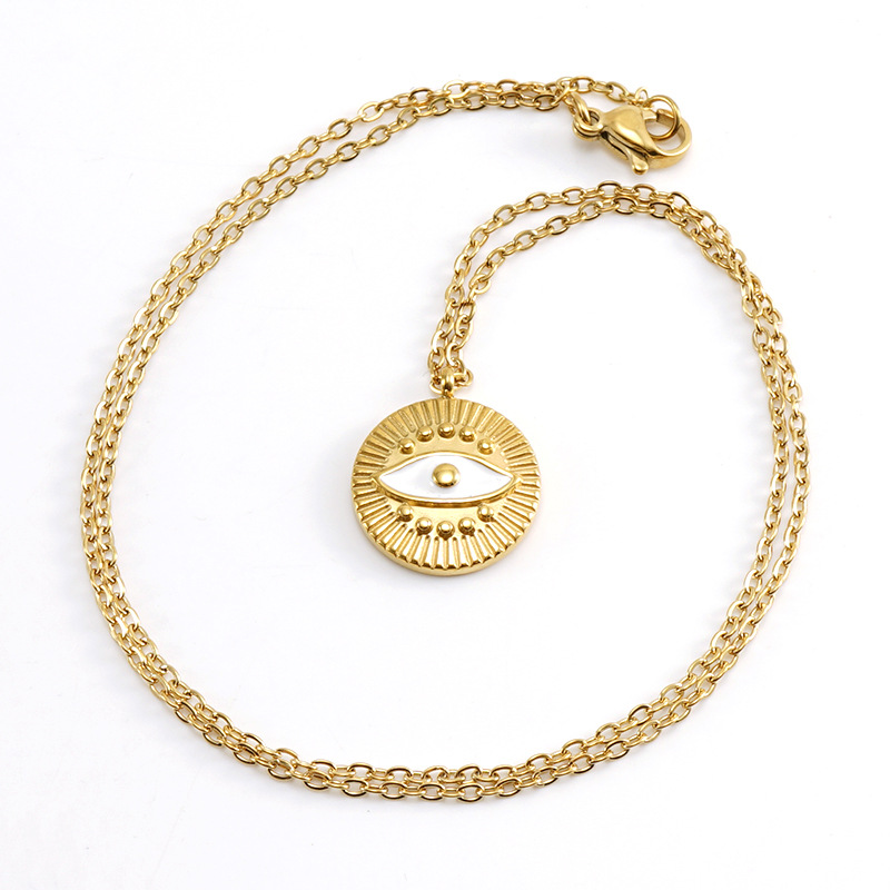 Moda simple europeo y americano estilo transfronterizo de acero inoxidable COLLAR COLGANTE de ojo del diablo ins estilo red clavícula roja cadena femenina