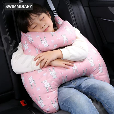 Seat belt shoulder pad | shoulder guard - little-pink-rabbit-neck-pillow-with-removable-and-washable-liner-pure-cotton-fabricbreathable-style