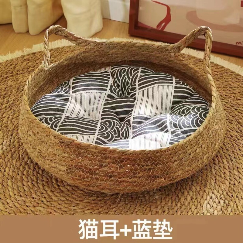 オールシーズン対応の籐猫の巣卸売籐取り外し可能で洗える暖かい巣猫の巣ペット猫籐猫の巣|undefined