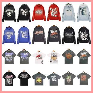 Cross-border foreign trade Europe and the United States high street heavy wash water old heavy industry head printing leisure round neck short message T-shirt summer