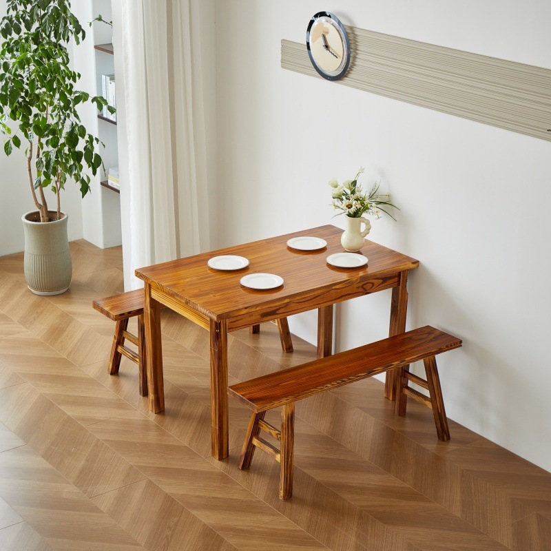 120*70 Один длинный стол и две скамейки.