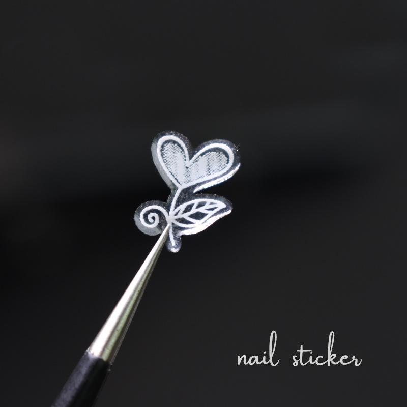 Pequeño Libro Rojo mismo estilo japonés gradiente blanco pequeña flor uñas pegatinas 3D impermeable pequeño fresco uñas calcomanías con adhesivo