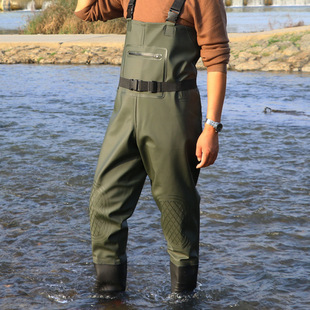Wear-Resistant Wading Pants for Fishing, Waterproof Clothing, One-Piece Water Fork Pants, Rain Pants, Men's and Women's Wading Pants, Thickened Half-Length Pants for Digging Lotus Roots