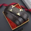Crocodile pattern brown H sticks to the leather teeth without teeth