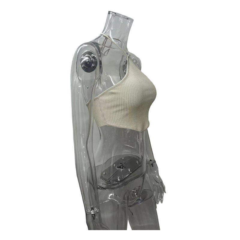 Short Top Length Vest Tops Type Women's Vest Tank Tops Backless Streetwear Solid Color