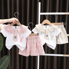 Korean version girls' summer set cute baby girl 0-5 years old summer forest system short-sleeve little princess style sweet set